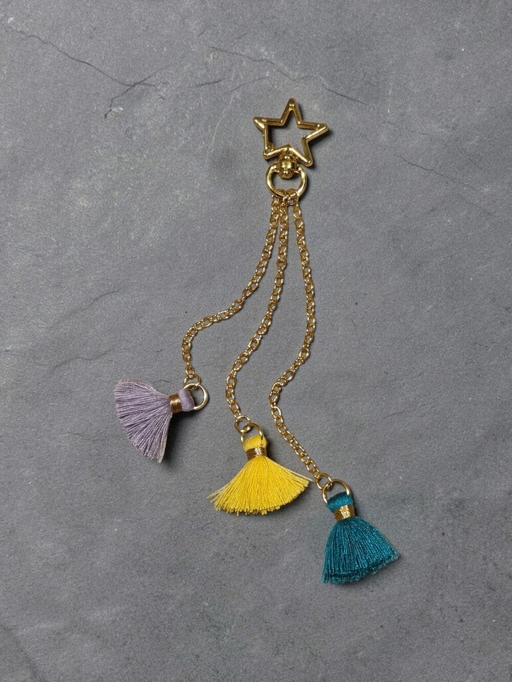 Gold Star Tassle Bag Charm Keychain